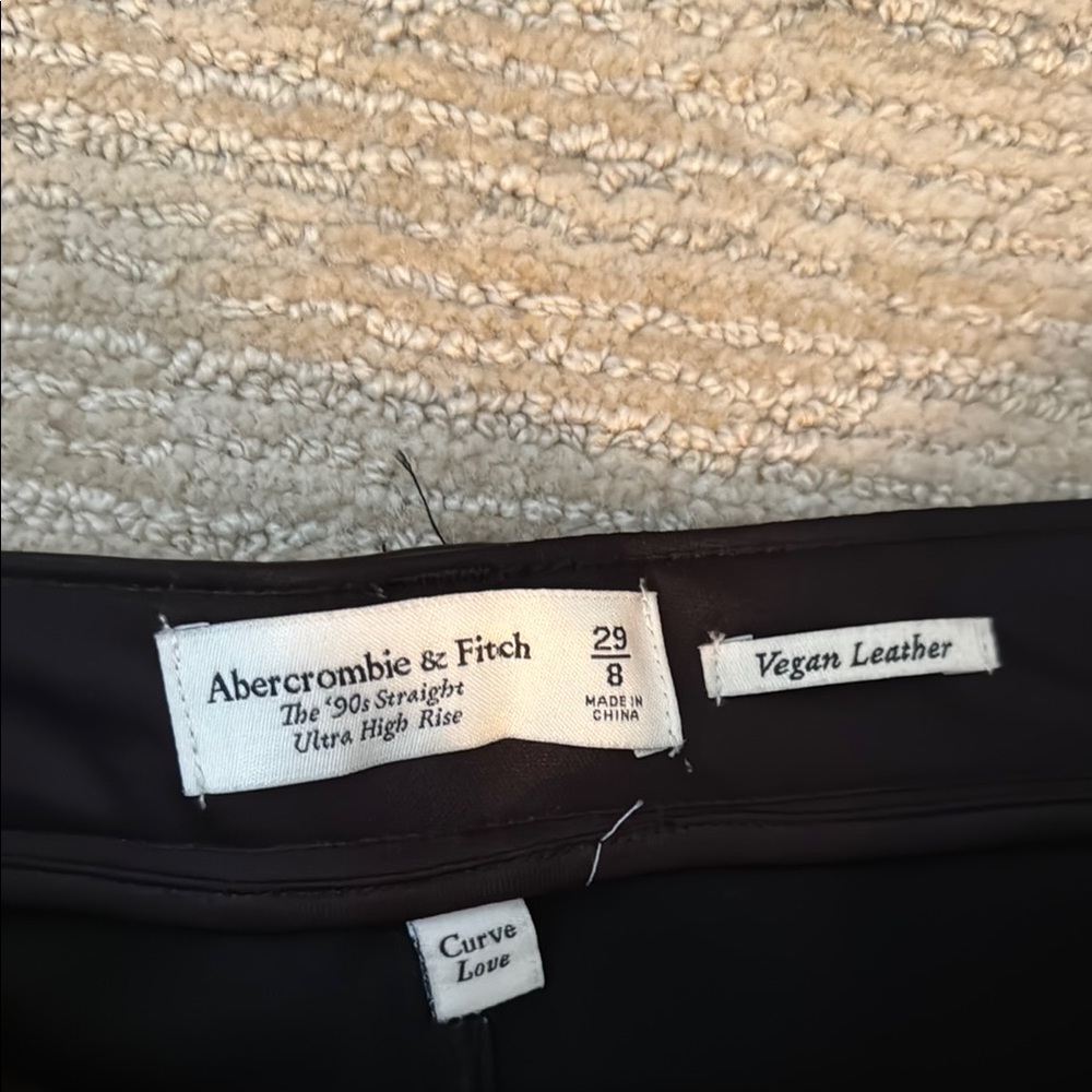 Abercrombie & Fitch Jet Black Leatherette Trousers - Picture 9 of 10